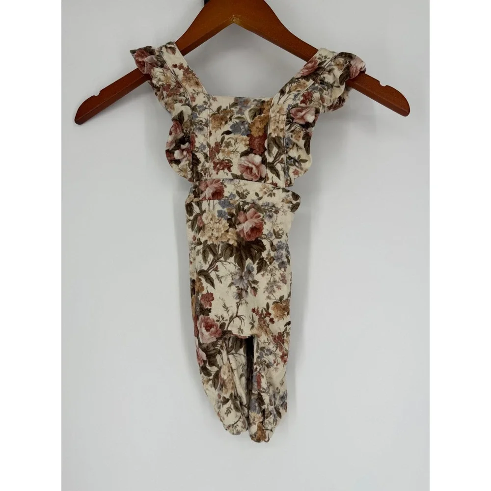 Posh Peanut Baby Girl Dauphine Romper 3-6 Months Floral Boho Earthy Cottagecore